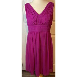Donna Morgan Hot Pink Fuschia V-Neck Dress Size 4